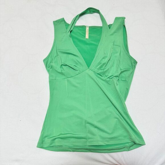 Vintage HAVE Tank Top | Y2K Deadstock Retro Green Tank Top w. Halter | Sz SM - Picture 3 of 8